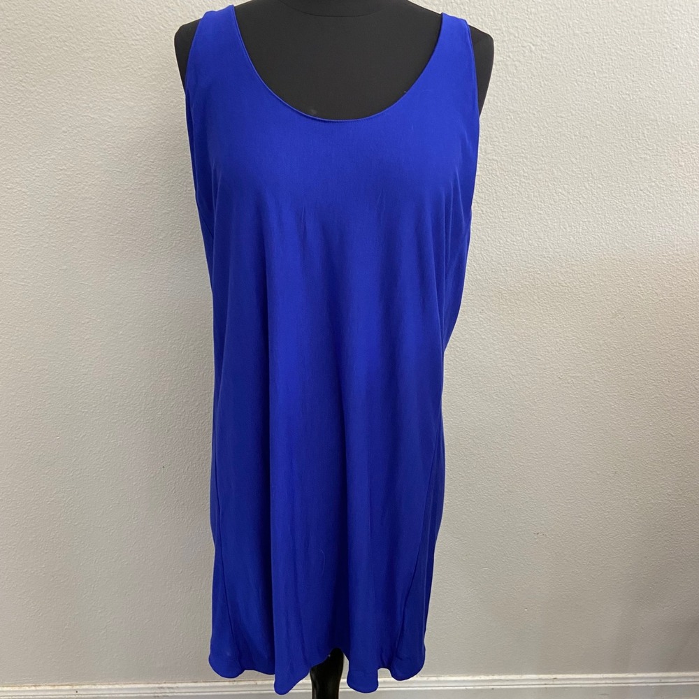 Jack BB Dakota Womens L Blue Milan Jersey Scrunch Back Dress NEW Stretch‎